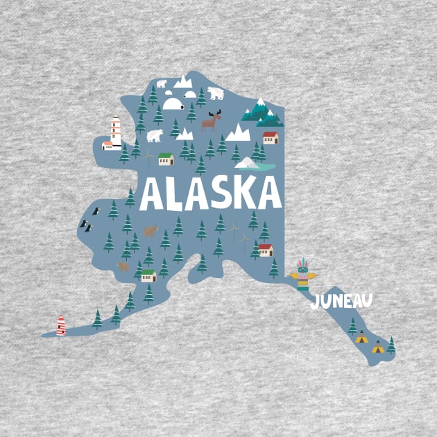 Alaska illustrated map by JunkyDotCom